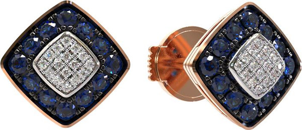 Серьги из красного золота 585 пробы c бриллиантами и сапфиром