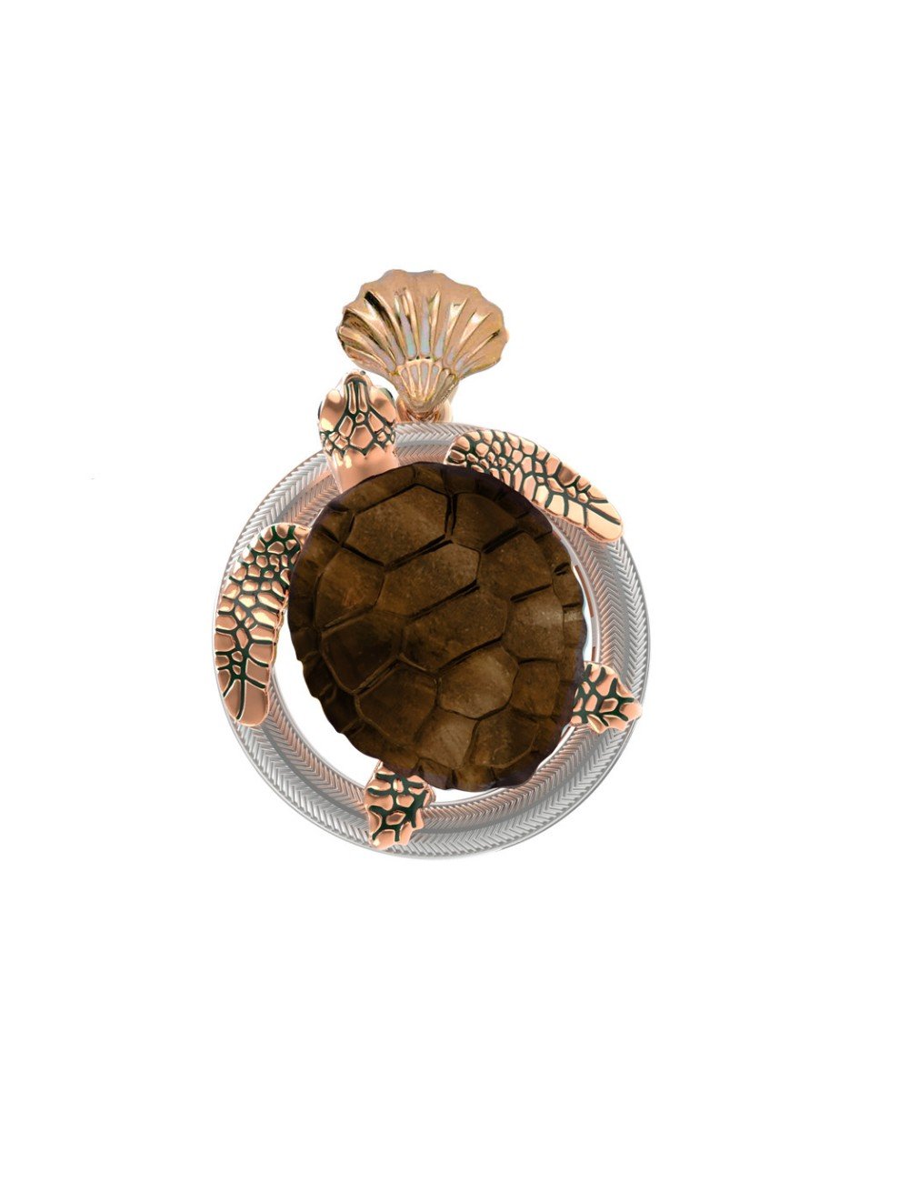 Подвеска из золота c эмалью и железным деревом