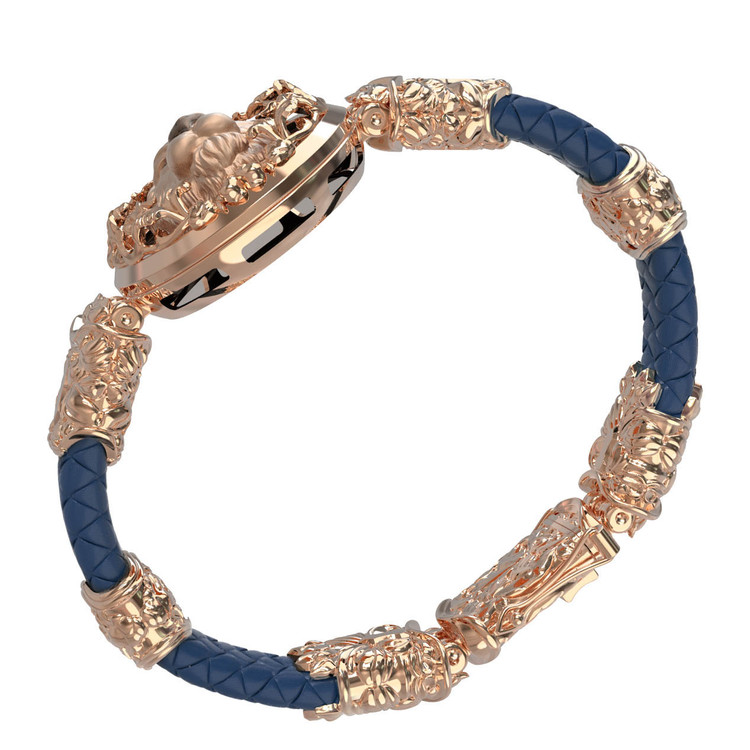 Браслет из красного золота 585 пробы c кожаным шнурком и ониксом