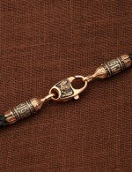 Гайтан из золота c кожаным шнурком