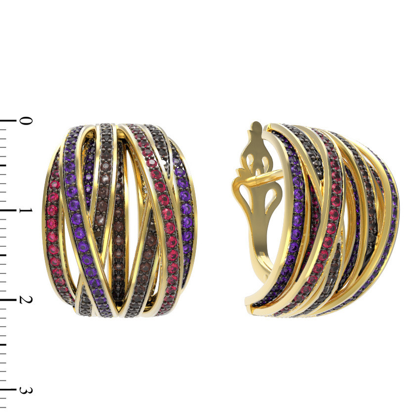 Серьги из лимонного золота 585 пробы c фианитом