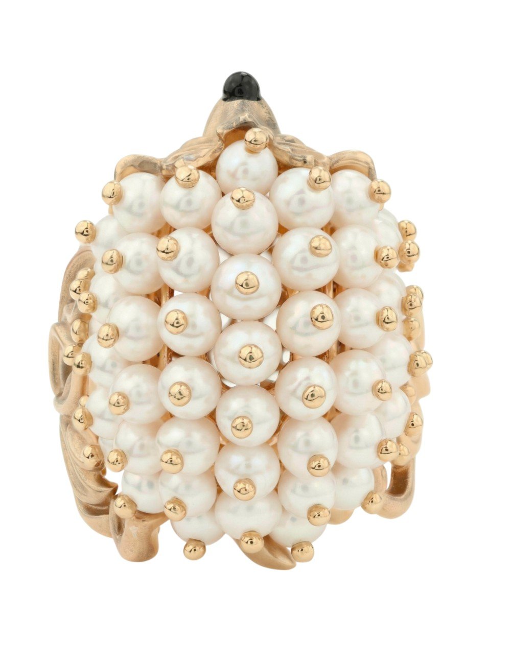 Кольцо из золота c эмалью и жемчугом