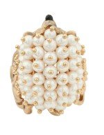 Кольцо из золота c эмалью и жемчугом