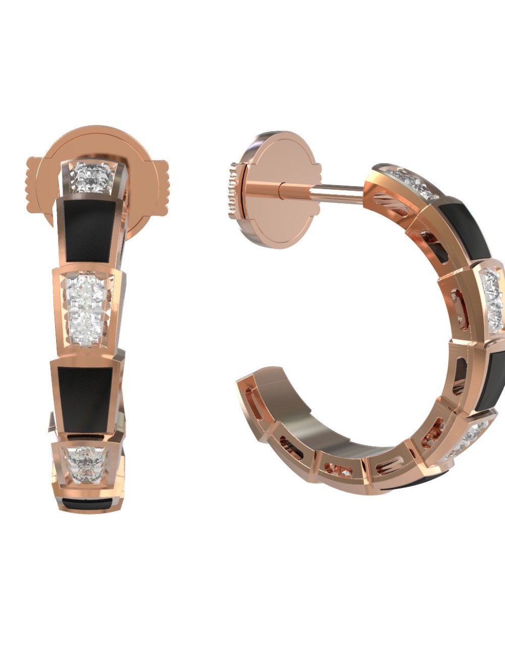 Серьги из золота c бриллиантами и ониксом