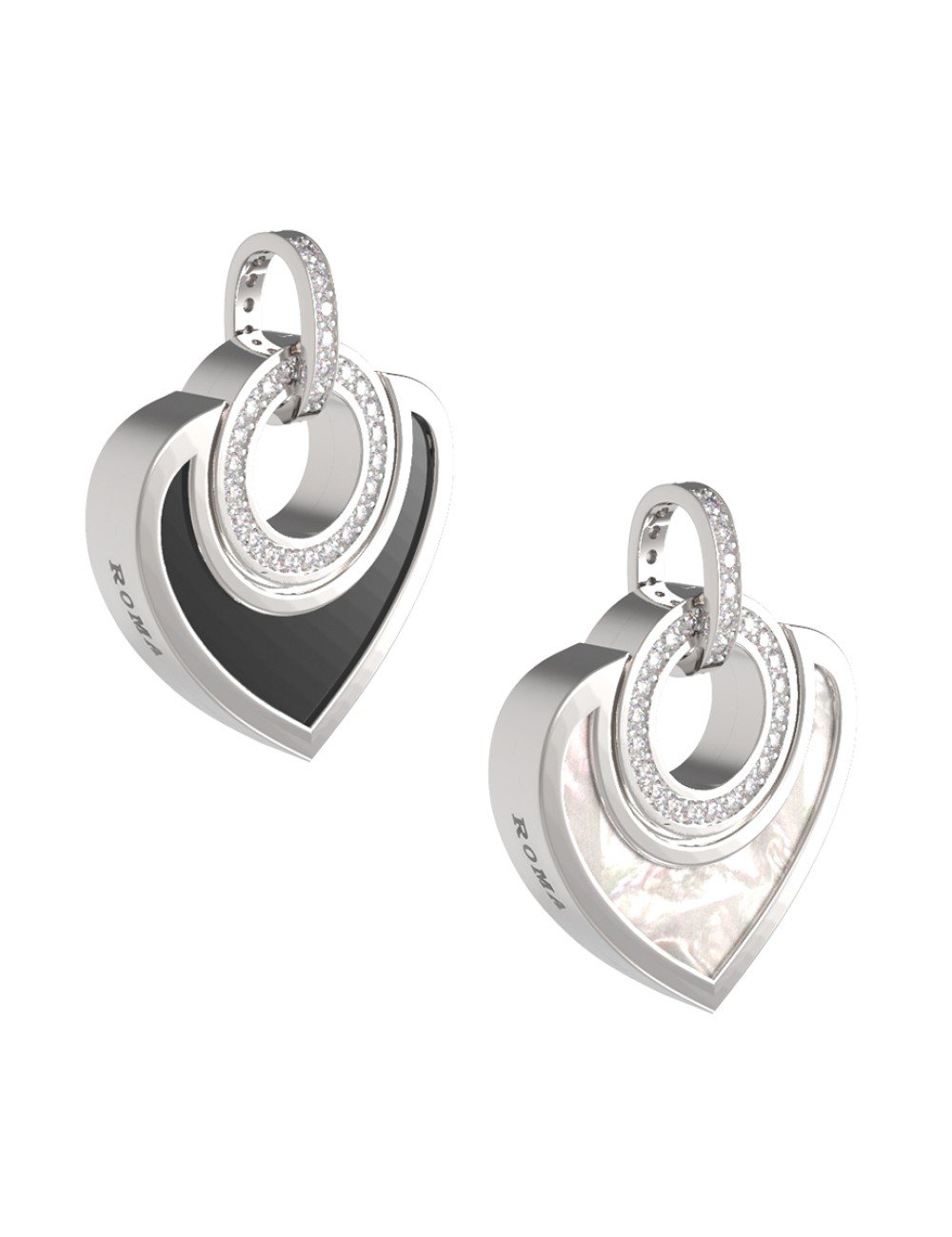 Подвеска из белого золота c бриллиантами, ониксом и перламутром