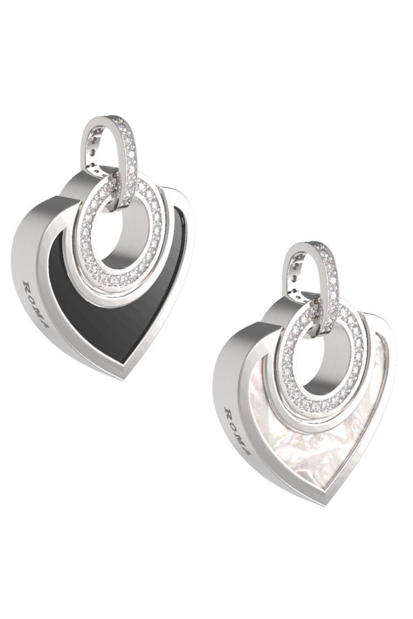 Подвеска из белого золота c бриллиантами, ониксом и перламутром