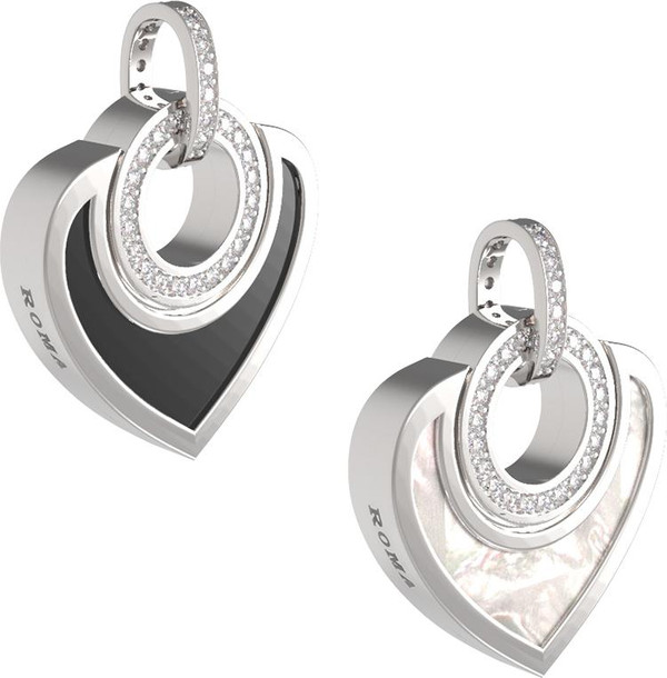 Подвеска из белого золота 585 пробы c бриллиантами, ониксом и перламутром