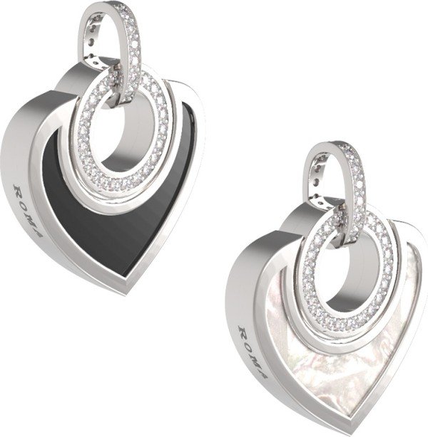 Подвеска из белого золота c бриллиантами, ониксом и перламутром