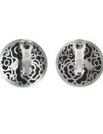 Серьги из белого золота c ониксом и перламутром