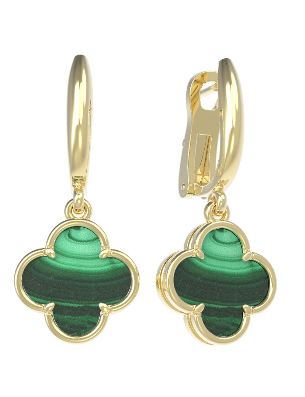 Серьги из лимонного золота c малахитом