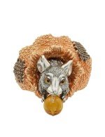 Кольцо из золота c эмалью и янтарём