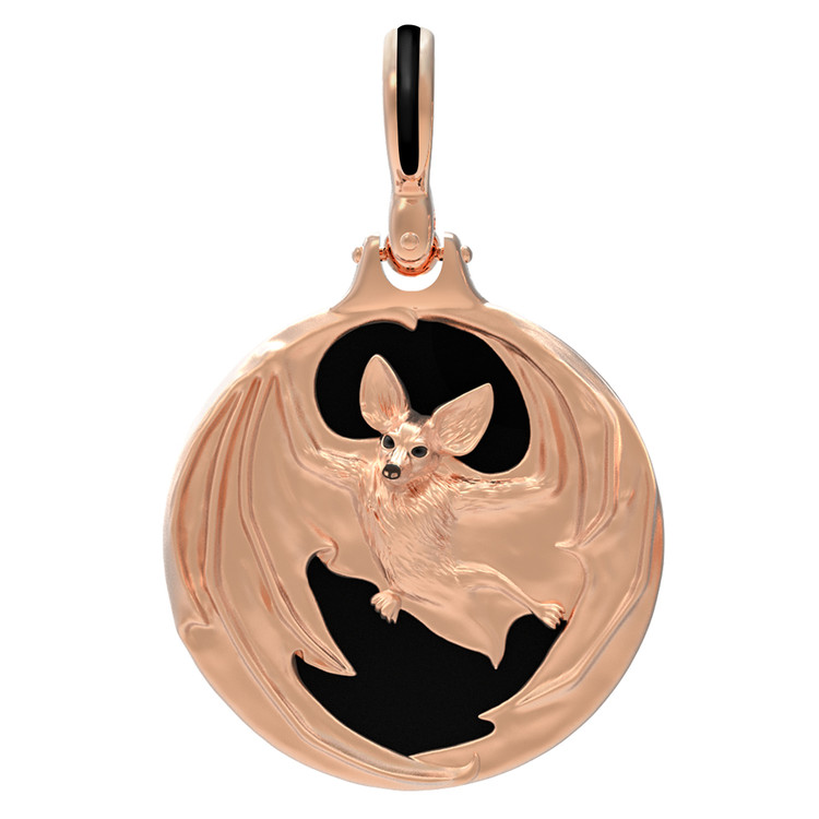 Подвеска из красного золота 585 пробы c эмалью и ониксом