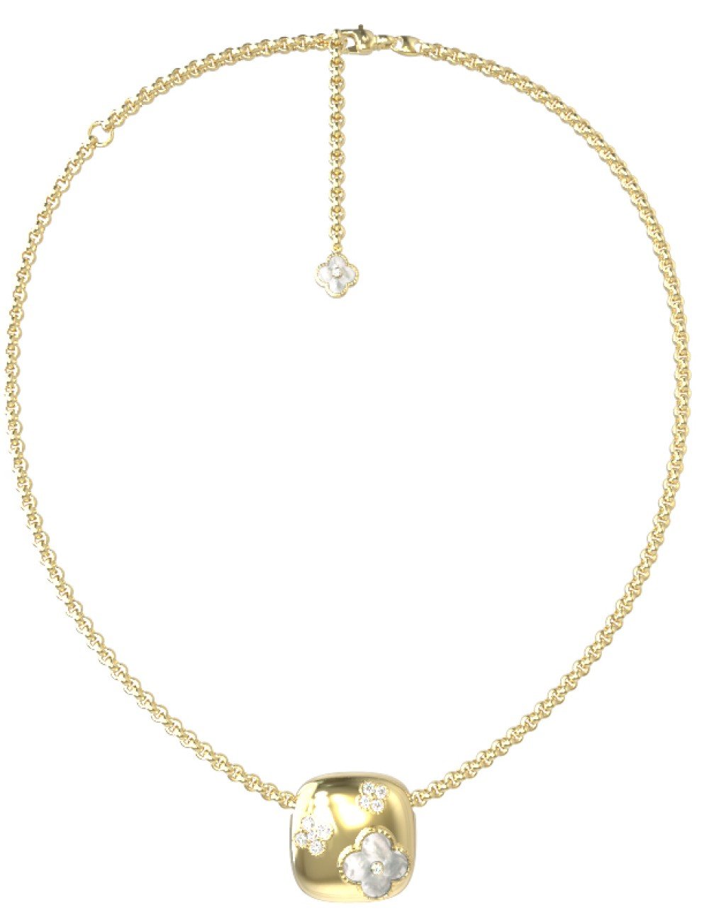 Колье из лимонного золота c бриллиантами и перламутром