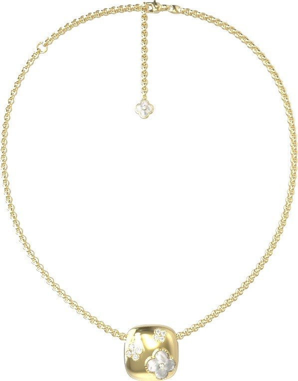 Колье из лимонного золота c бриллиантами и перламутром