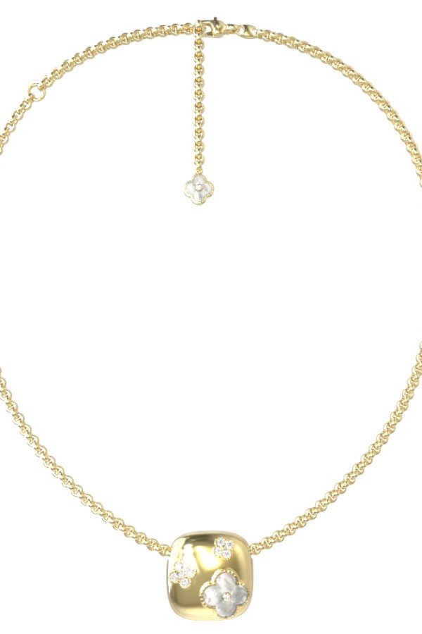 Колье из лимонного золота c бриллиантами и перламутром