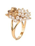 Кольцо из золота c эмалью и жемчугом