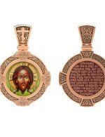 Образок из золота c эмалью, иконописью и темперой