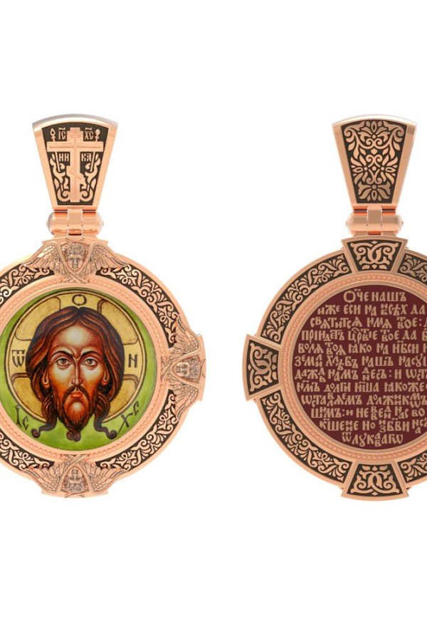 Образок из золота c эмалью, иконописью и темперой