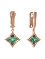 Серьги из золота c бриллиантами и малахитом