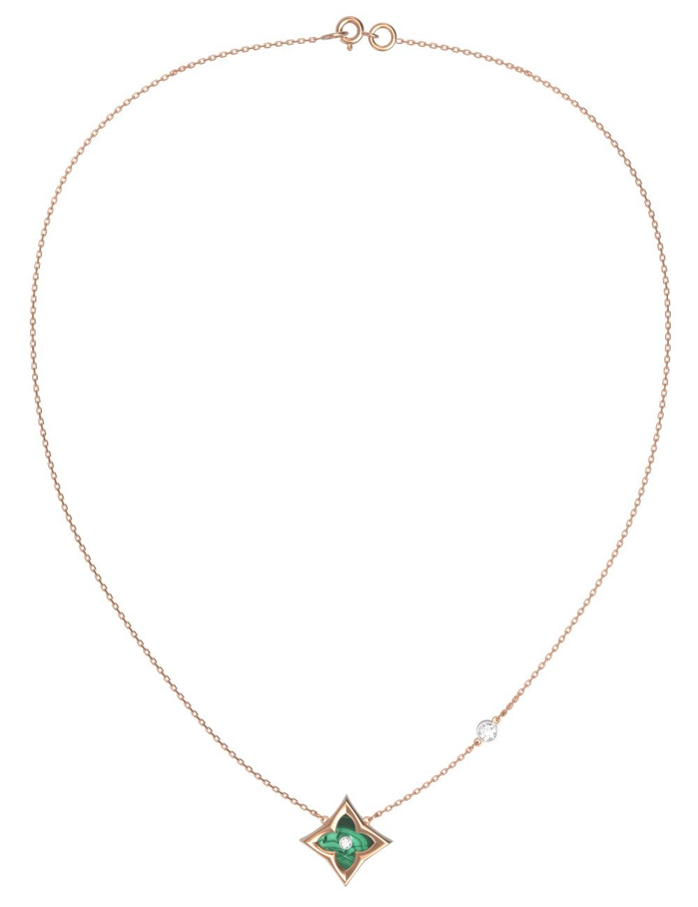 Колье из золота c бриллиантами и малахитом