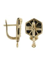 Серьги из лимонного золота c бриллиантами и ониксом