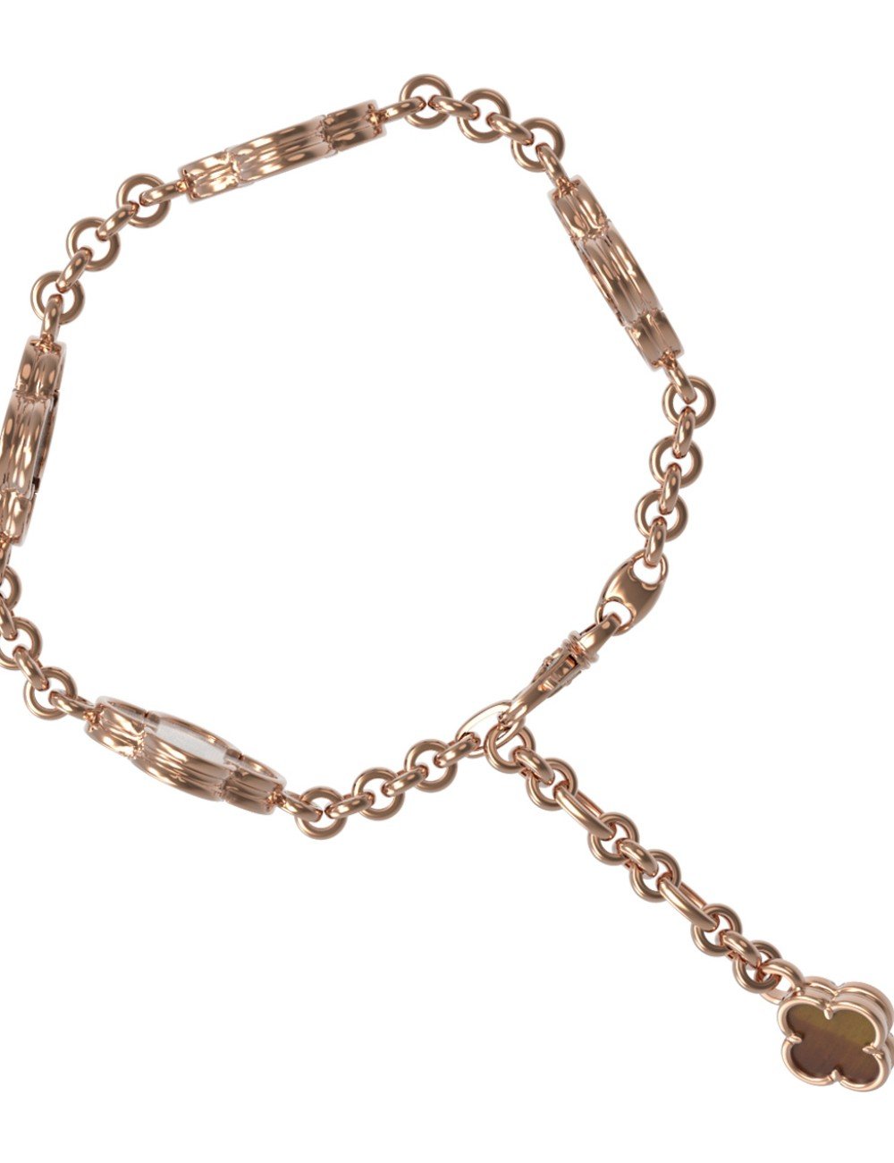 Браслет из золота c тигровым глазом и перламутром