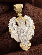 Крест из лимонного золота c перламутром