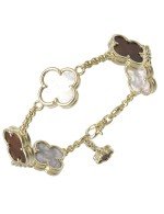 Браслет из лимонного золота c тигровым глазом и перламутром