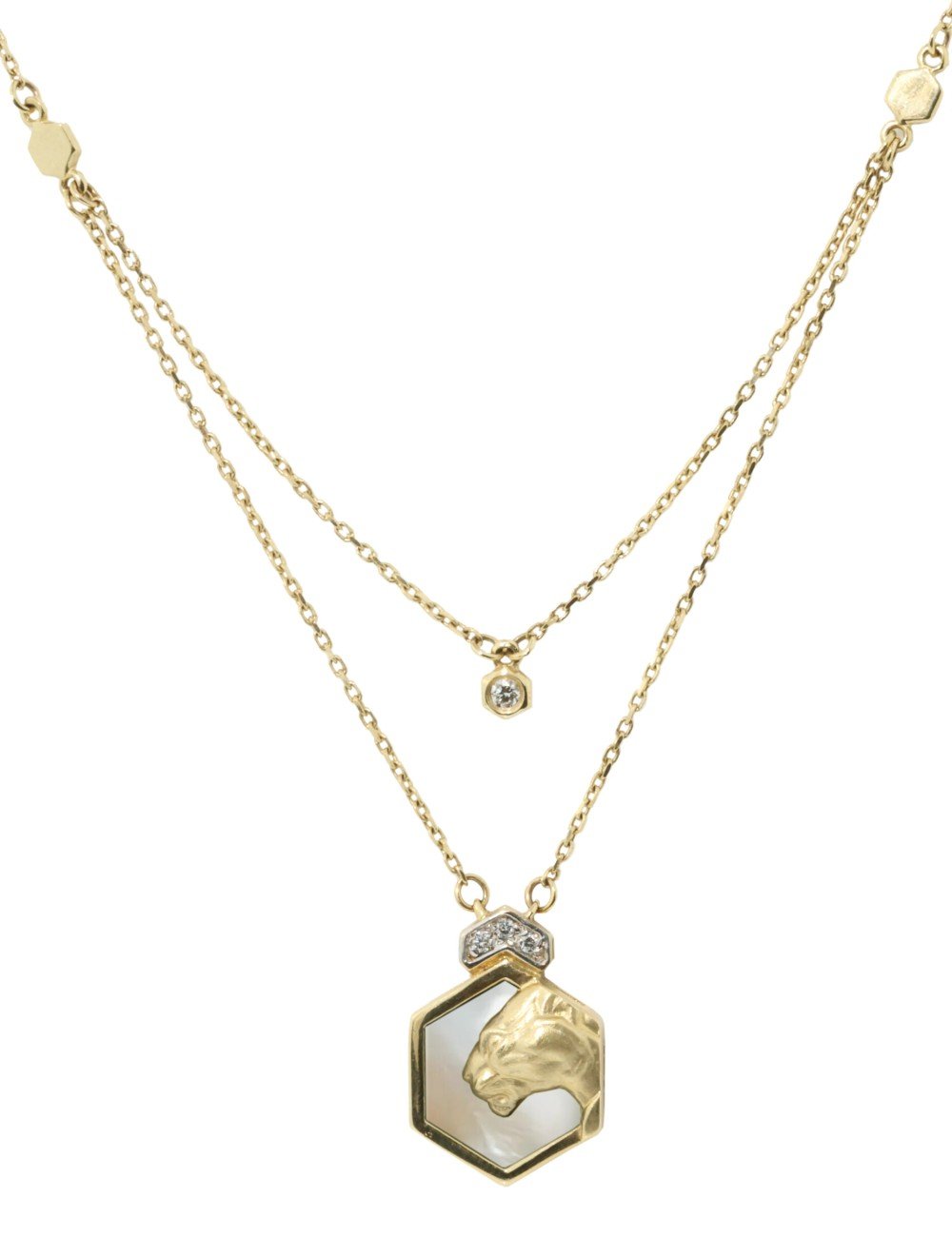 Колье из лимонного золота c бриллиантами и перламутром