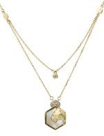 Колье из лимонного золота c бриллиантами и перламутром