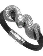 Браслет из белого золота c бриллиантами, изумрудом и шнурком