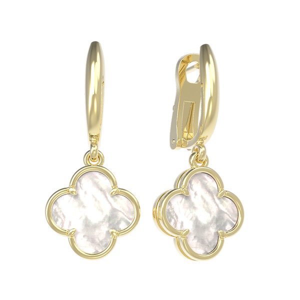 Серьги из лимонного золота 585 пробы c перламутром