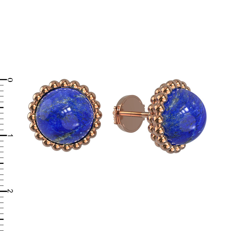 Серьги из красного золота 585 пробы c лазуритом