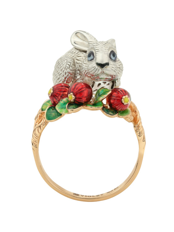 Кольцо из красного золота 585 пробы c эмалью