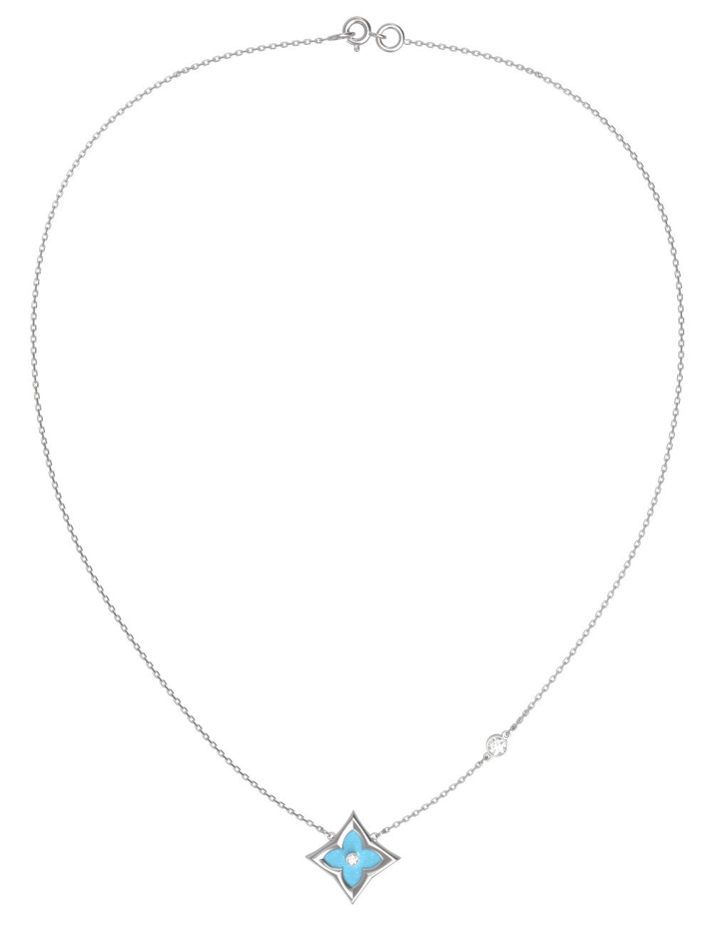Колье из белого золота c бриллиантами и бирюзой