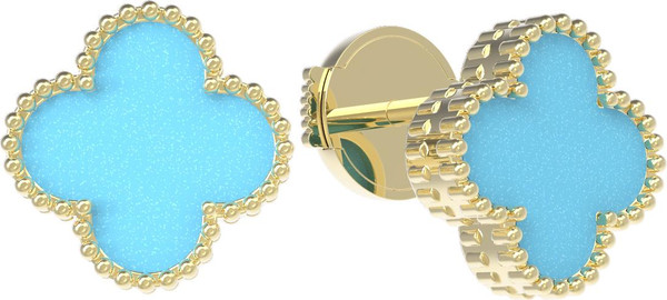 Серьги из лимонного золота 585 пробы c бирюзой