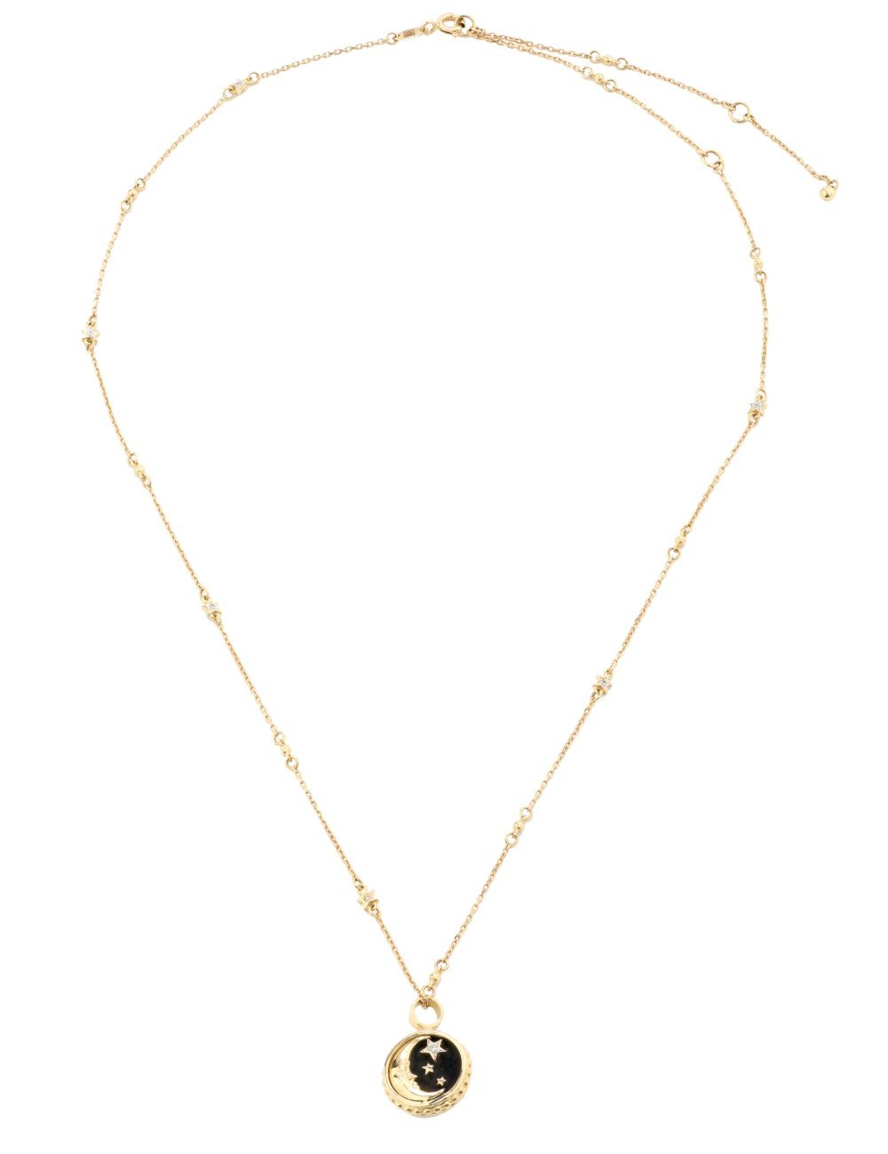 Колье из лимонного золота c бриллиантами, ониксом и перламутром