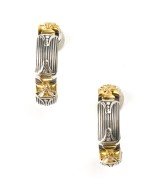 Серьги из серебра и золота c бриллиантами и рубином