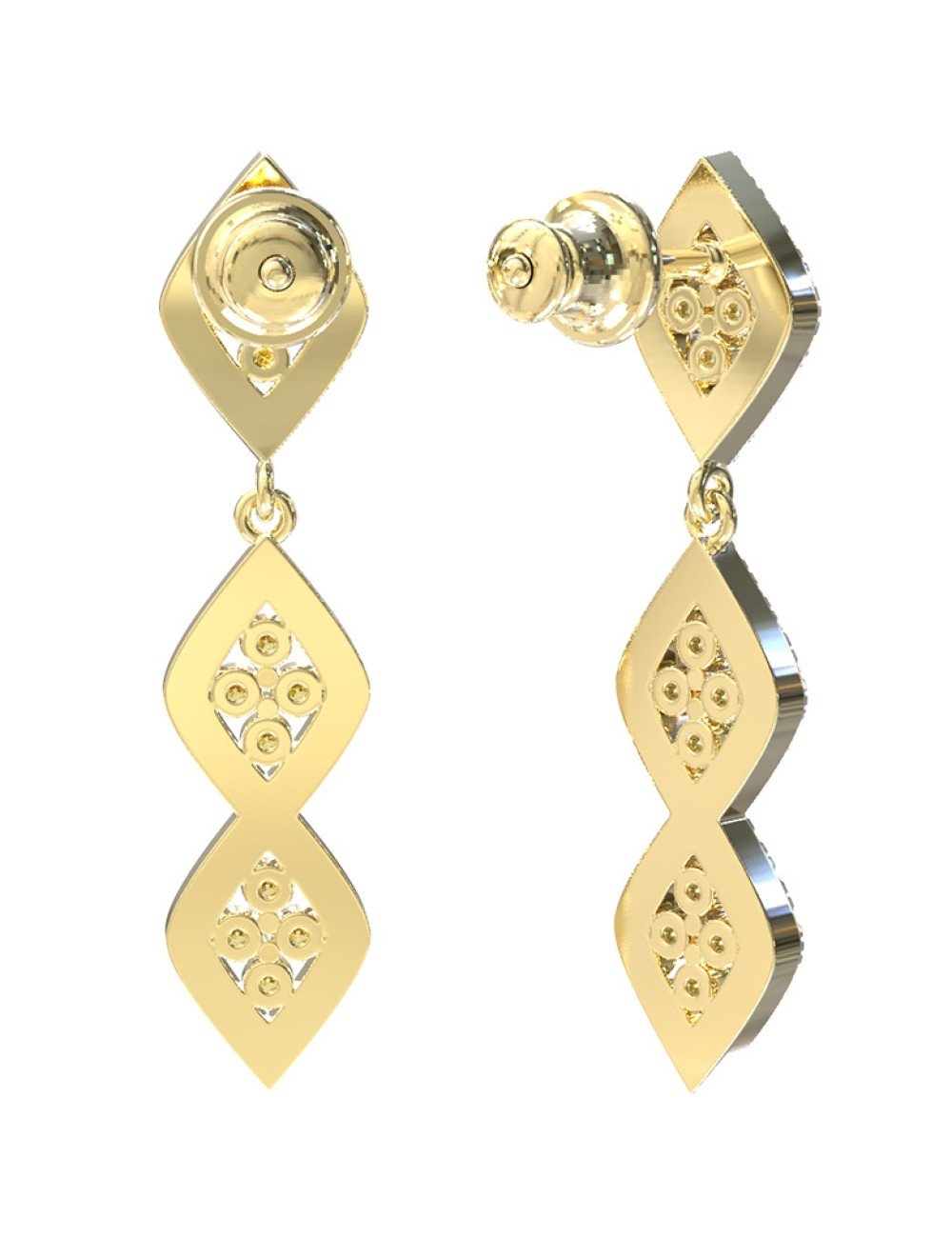 Серьги из лимонного золота c бриллиантами и сапфиром