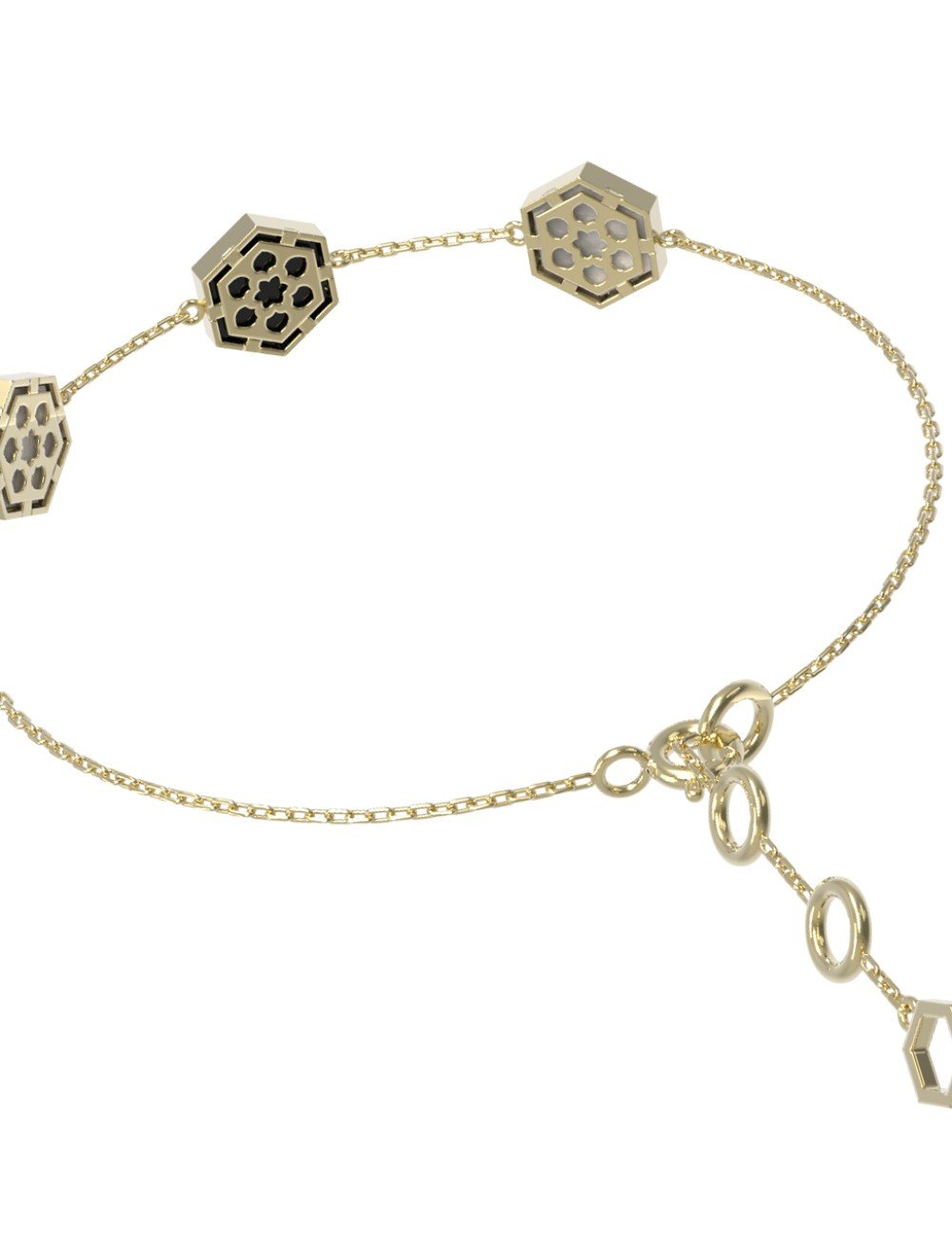 Браслет из лимонного золота c ониксом и перламутром