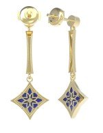 Серьги из лимонного золота c фианитом и лазуритом