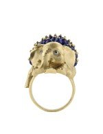 Кольцо из лимонного золота c эмалью и лазуритом