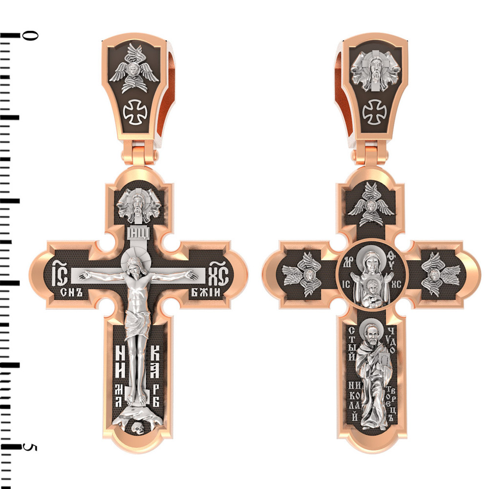 Крест из красного золота 585 пробы