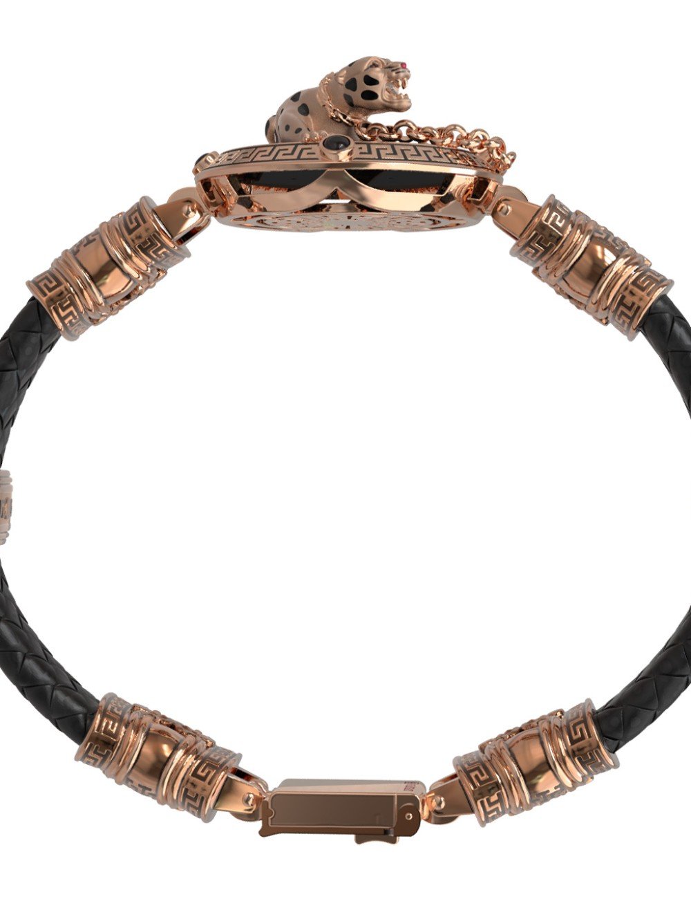 Браслет из золота c эмалью, шнурком, ониксом и рубином