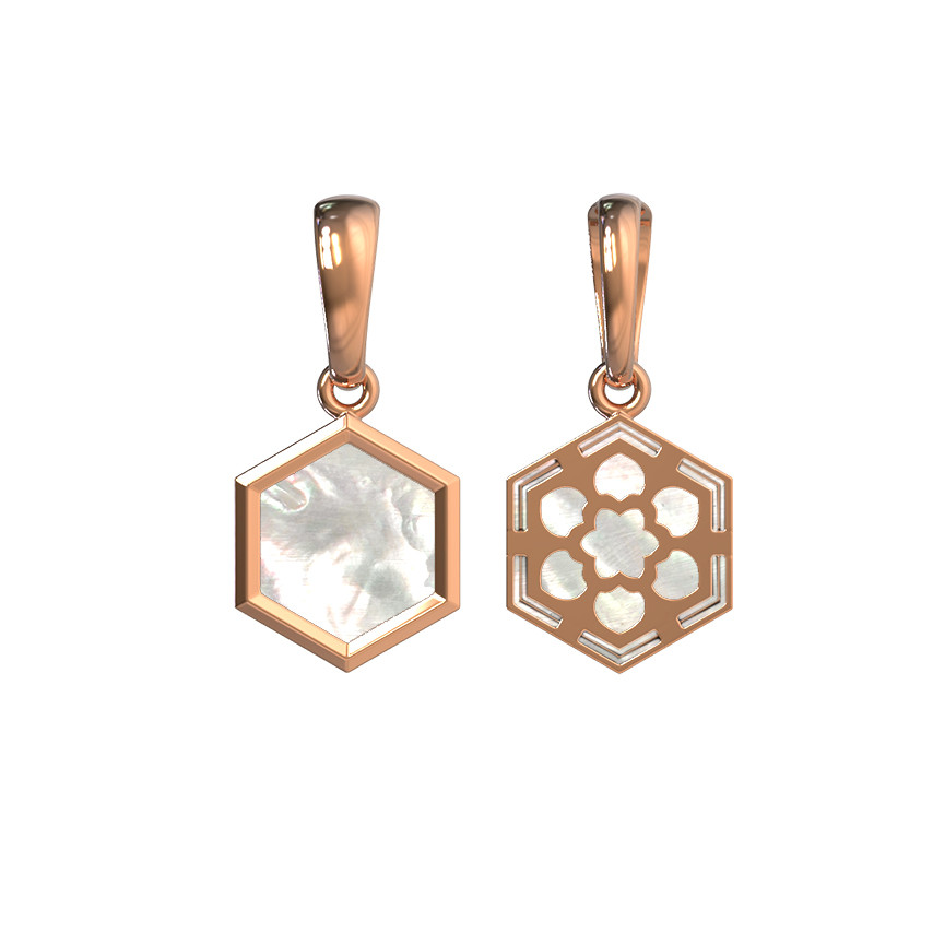 Подвеска из красного золота 585 пробы c перламутром