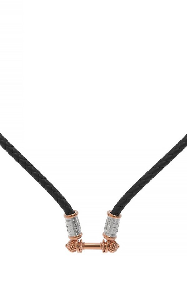 Гайтан из золота c кожаным шнурком