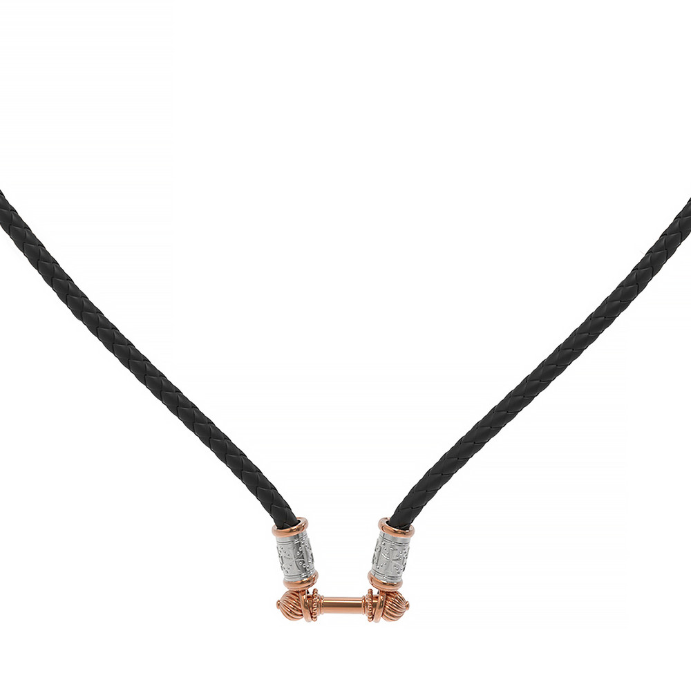 Цепь-шнурок кожа из красного золота 585 пробы c кожаным шнурком