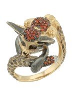 Кольцо из лимонного золота c эмалью и фианитом