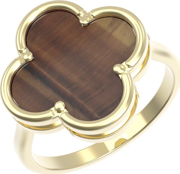 Кольцо из лимонного золота c тигровым глазом