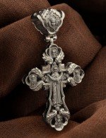 Крест из белого золота c эбеновым деревом